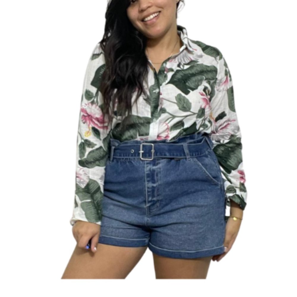 215. NEW!! Women's Floral Print Button Front Blouse
